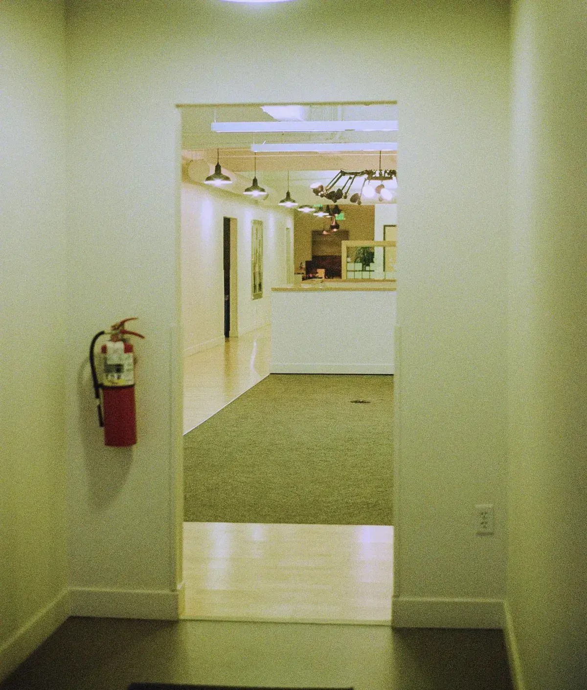 Fire extinguisher at the entrance to an office floor
